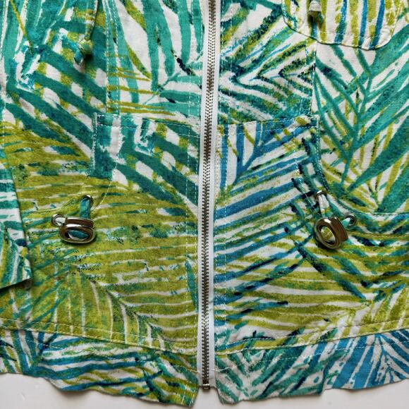 Ruby Rd Linen Zip Up Jacket Tropical Hawaiian Casual Grandma Coastal Florida - Picture 4 of 10